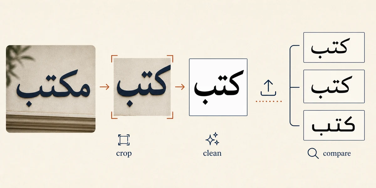 Arabic image crop workflow for finding a font